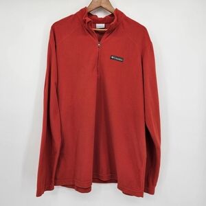 Columbia Orange 1/4 Zip Pullover Long Sleeve Fleece Mens Size XLT